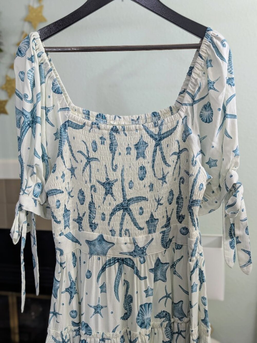Agua Bendita x Target Deep Sea Print Puff Sleeve Mini Dress Size M - Picture 4 of 10